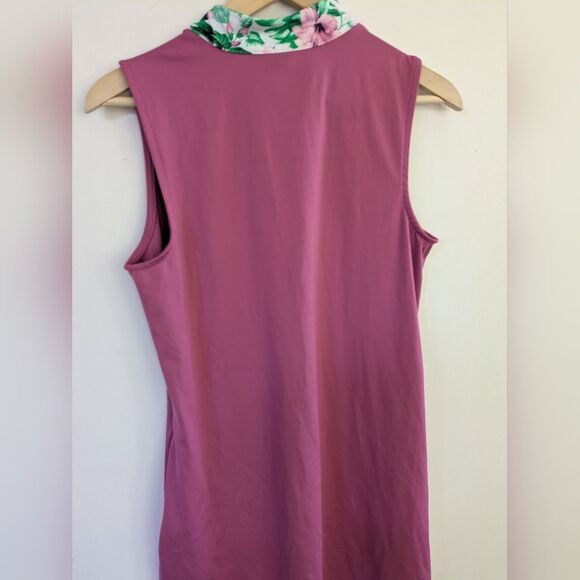 Tommy Bahama Golf Sleeveless Pink Tank Athletic Zip Dress Floral Collar M Medium - Picture 5 of 5